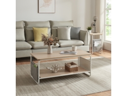 Mesa de centro Dyrøy con estante y bolsa acero [EN.CASA]