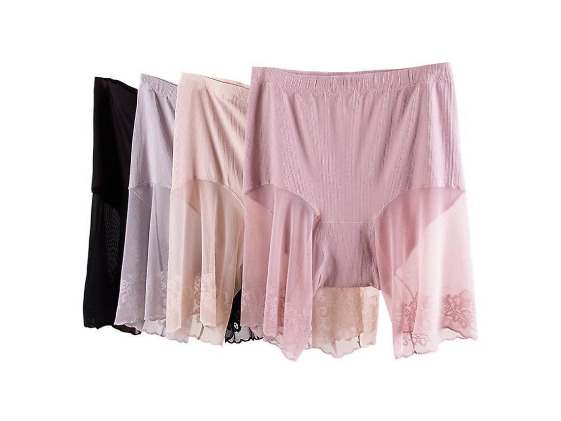 Slip Shorts Para Mujer Debajo Del Vestido, Calzoncillos Sin Costuras Con Encaje, Cortos Anti-irritación, 60-80kg, Negro Xl 60kg-80kg Negro