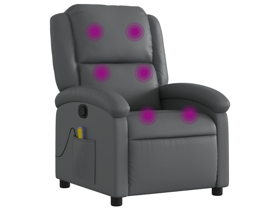 Sillón de masaje reclinable cuero sintético VIDAXL gris