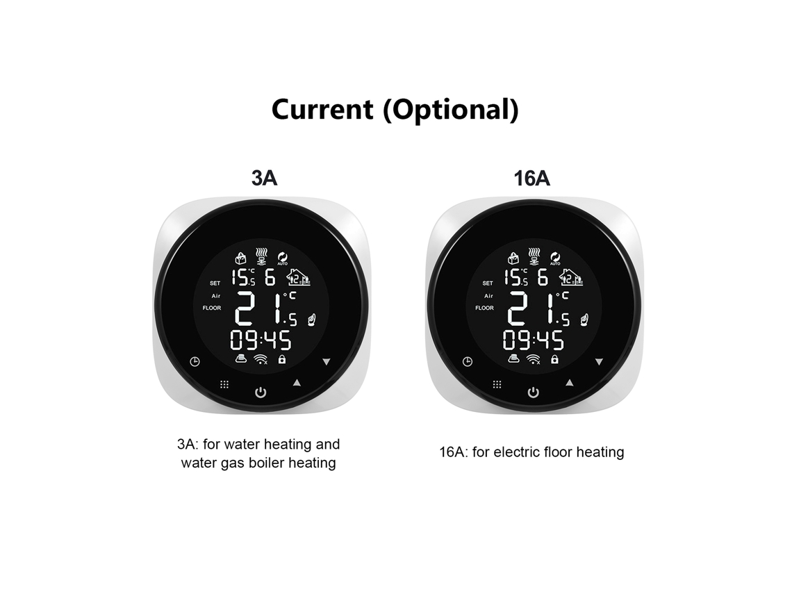 Termostato Inteligente Con Wifi, Pantalla Táctil Digital, Programable Semanalmente, Control Por Aplicación, 16 A, Calefacción Eléctrica Por Suelo Radiante.