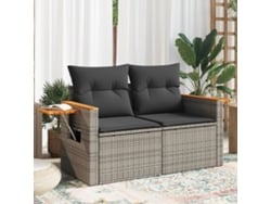 Sofá de jardín de 2 plazas con cojines, mimbre gris, Dkd Home Decor