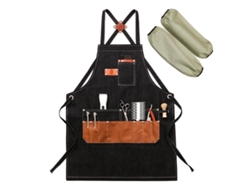 Delantal De Chef Ajustable Con Espalda Cruzada Y Grandes Bolsillos, Lona, M-xxl, Negro