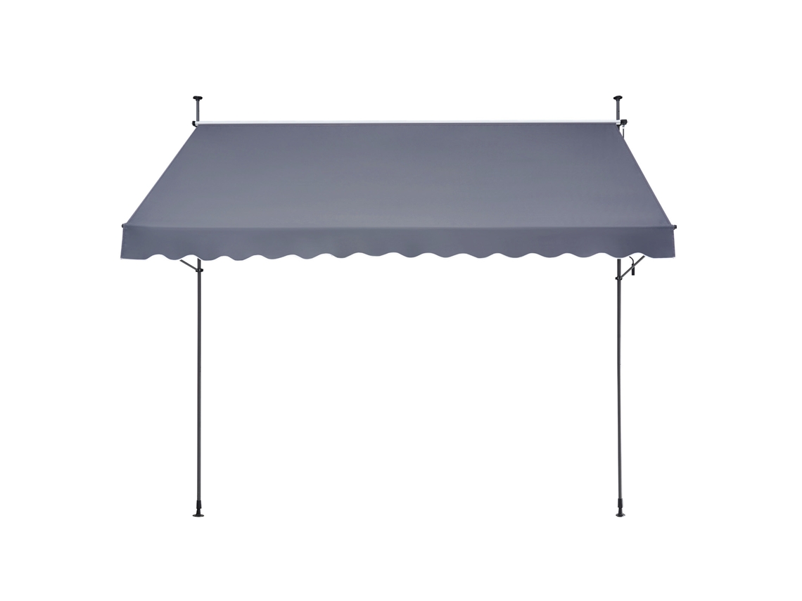 Toldo para patio Succebuy de 138 x 47 pulgadas con manivela, gris oscuro, cubierta retráctil para parasol