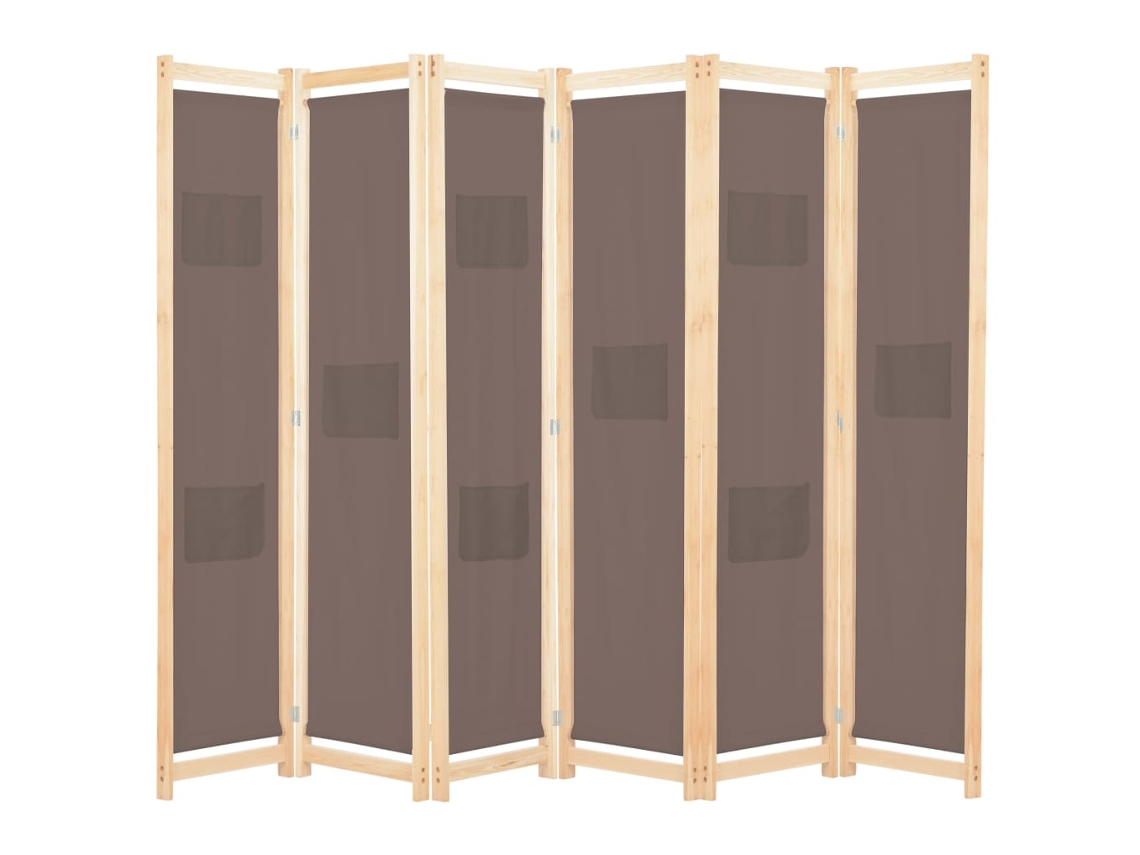 Separador LOVELY HOME con 6 Paneles de Tela Castaño (240 x 170 x 4 cm)