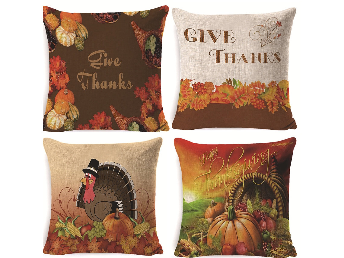 Juego de 4 fundas de almohada de Acción de Gracias con citas de otoño NEVEANCE