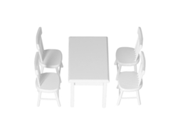 Ats-muebles De Casa De Muñecas Mesa 1 Sillas 4 De Madera 1:12 Miniatsura Juguete Decoración Regalo Blanco