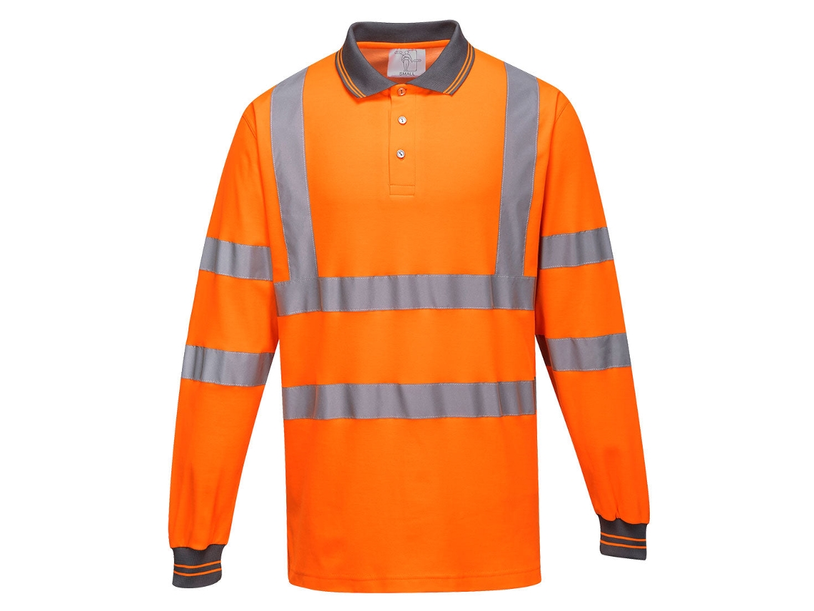 Polo de manga larga Portwest de algodón de alta visibilidad y confort / Amarillo / P