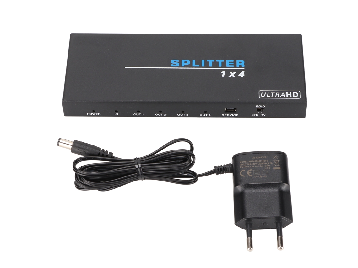Divisor De Interfaz Multimedia Hd De 1 A 4, Conmutador De Vídeo Hdmi 2.0 4k 18 Gbps, Enchufe Europeo