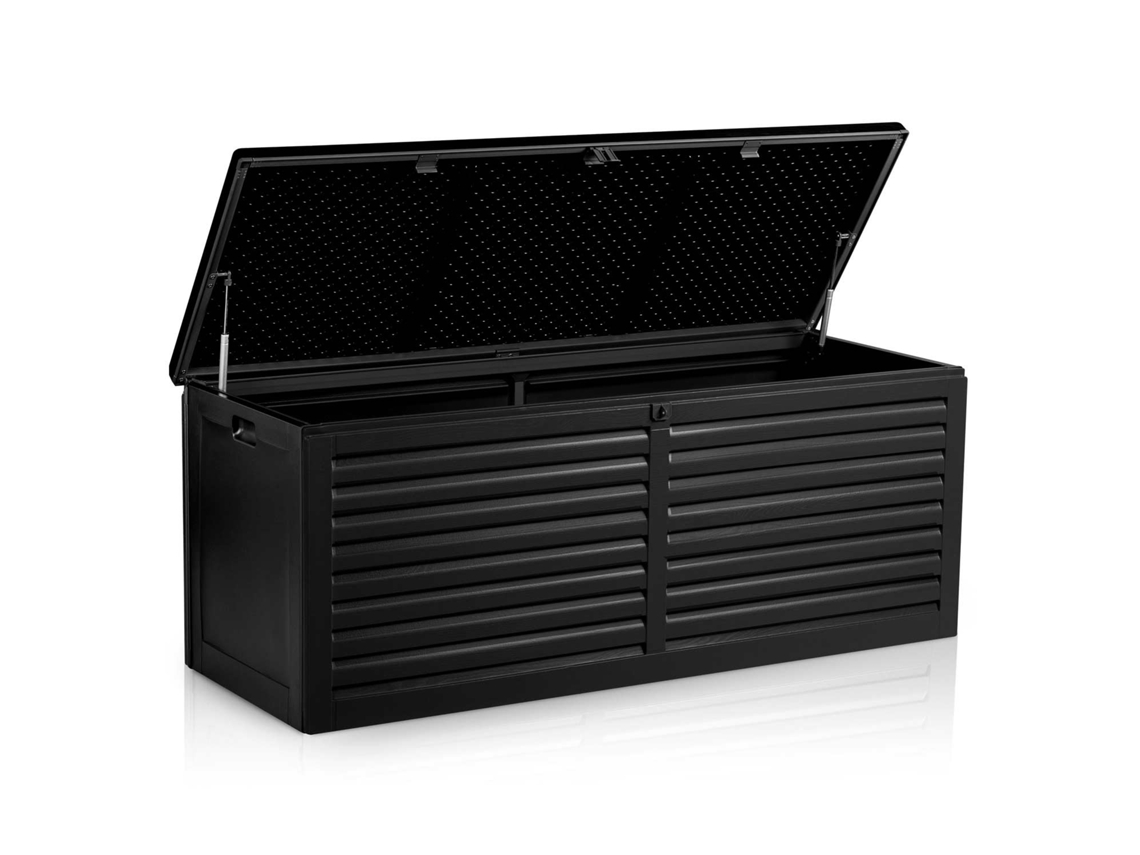 Caja de jardín 143,5 x 57 x 53,5 cm 390 litros Negro Plonos