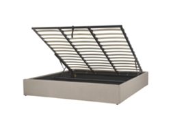 Cama con somier BELIANI Dinan de Poliéster Beige 187x214x31