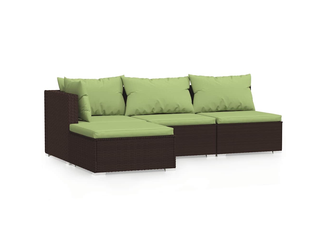 Maison Exclusive - Set Muebles De Jardín 4 Piezas Y Cojines Ratán Sintético Marrón