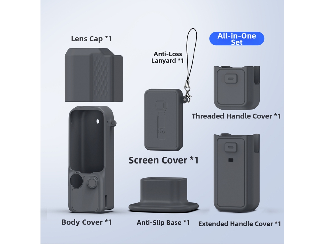 Juego De 6 Fundas Protectoras De Silicona Para Dji Osmo Pocket 4 Digitallab (gris Oscuro)