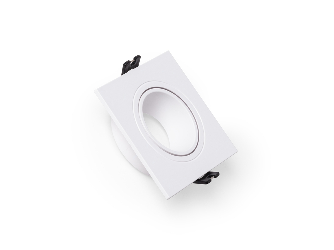 Marco cónico cuadrado inclinable para bombilla LED GU10/GU5.3, diámetro de corte 75 mm, blanco, Ledkia