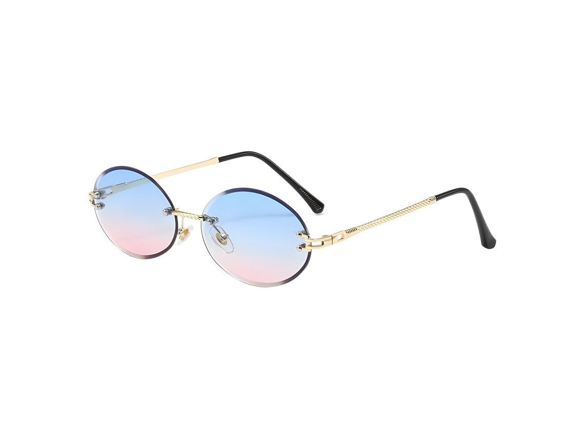 Gafas de sol ovaladas para mujer y hombre, sin montura, estilo vintage, sin marco, azul, rosa y cereza.