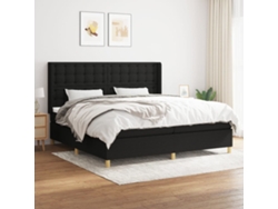 Cama Box Spring Con Colchón Tela Negro 200x200 Cm