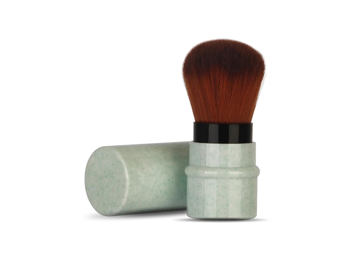 Brocha Para Base De Maquillaje Con Mango Elástico Corto - Verde