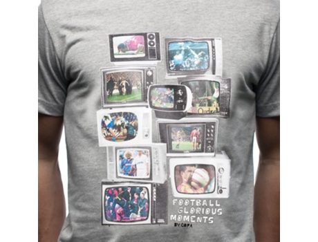 Camiseta de Hombre para Fútbol COPA FOOTBALL Tv Glorious Moments Gris (2XL)