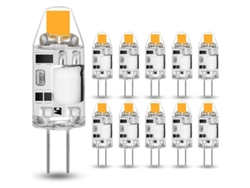 10 Bombillas Led G4 De 2w - Reemplazan Bombillas Halógenas De 20w - Blanco Cálido 3000k - 200lm - 12v Ca/cc - Sin Parpadeo - Ajustables clase Energética F