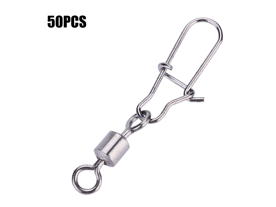 Conector Giratorio Con Rodamiento Para Pesca, Acero Inoxidable, 50 Unidades, Tamaños 2, 4, 5, 6, 8, De Cierre Rápido.