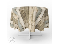 Mantel Hule Redondo Tablones Madera Impermeable Antimanchas PVC Ø 140 cm Uso Interior y Exterior ORYX