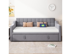 Sofá Cama Con Almacenamiento Daybed Tapizada Enchufe Gutent Madera Gris (90x190cm)