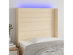 Cabecero Con Led De Tela Color Crema 103x16x118/128 Cm