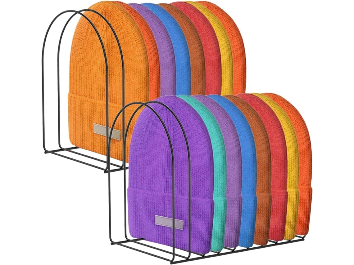 Expositor De Sombreros | Estante Metálico De 2 Piezas Para Gorras, Ideal Para Mesa, Invierno, Hogar,