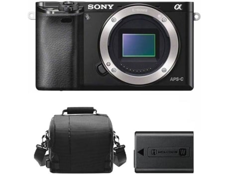 Kit Cámara Mirrorless, Bolsa y Batería SONY A6000 (24.3 MP - Sensor: CMOS - ISO: 100 a 25600)