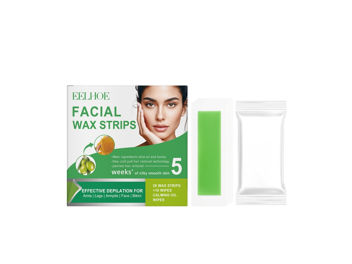 Papel de cera suave para depilación facial, portátil, para depilación indolora del vello labial, efecto duradero, 1 juego.
