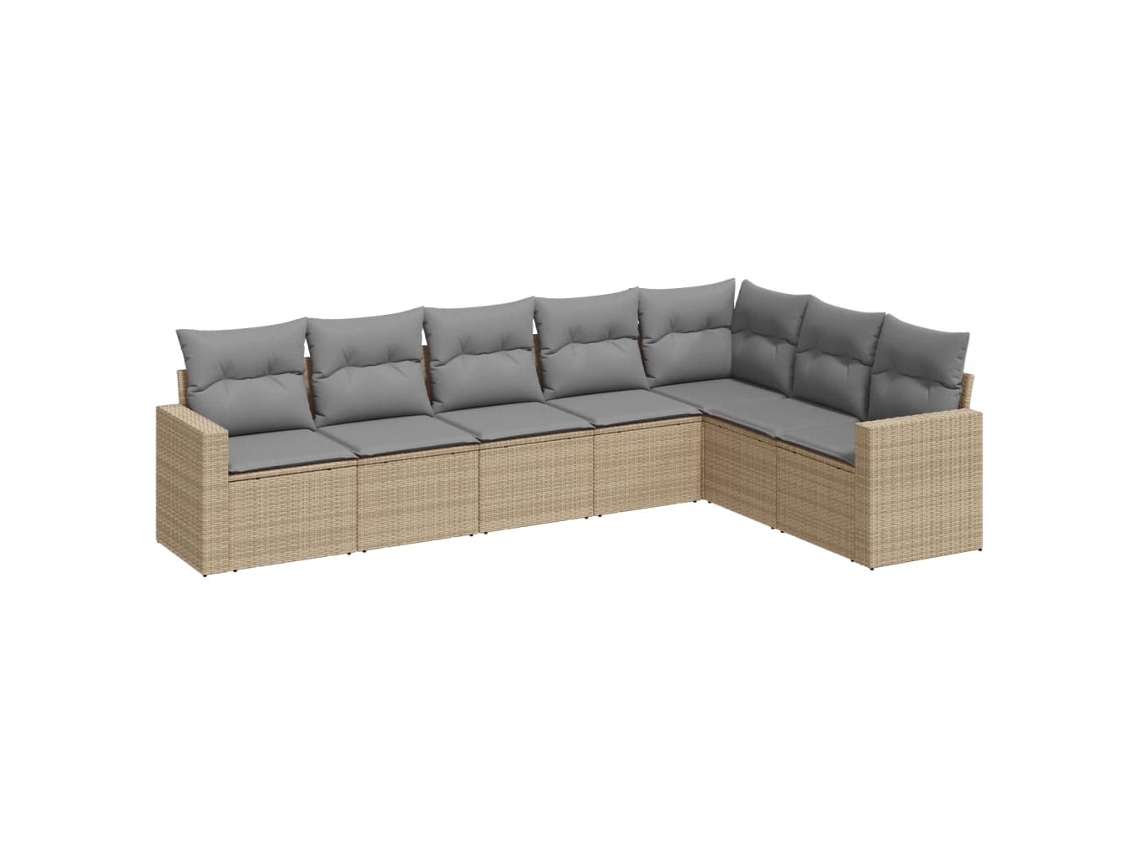 Conjunto 7 sofás de jardín VIDAXL y cojines ratán sintético beige