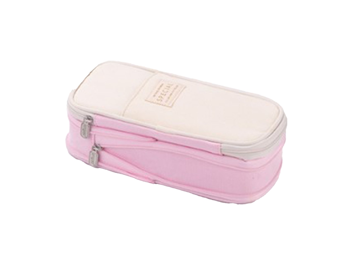 Estuche Grande Para Estudiantes Profesional Rosa Beige Canvas Exquisito Estuche De Lápices Cute Multifunción Bolso De Lápices