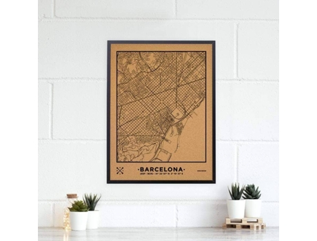 Mapa de Corcho MISSWOOD Woody Map Natural Barcelona