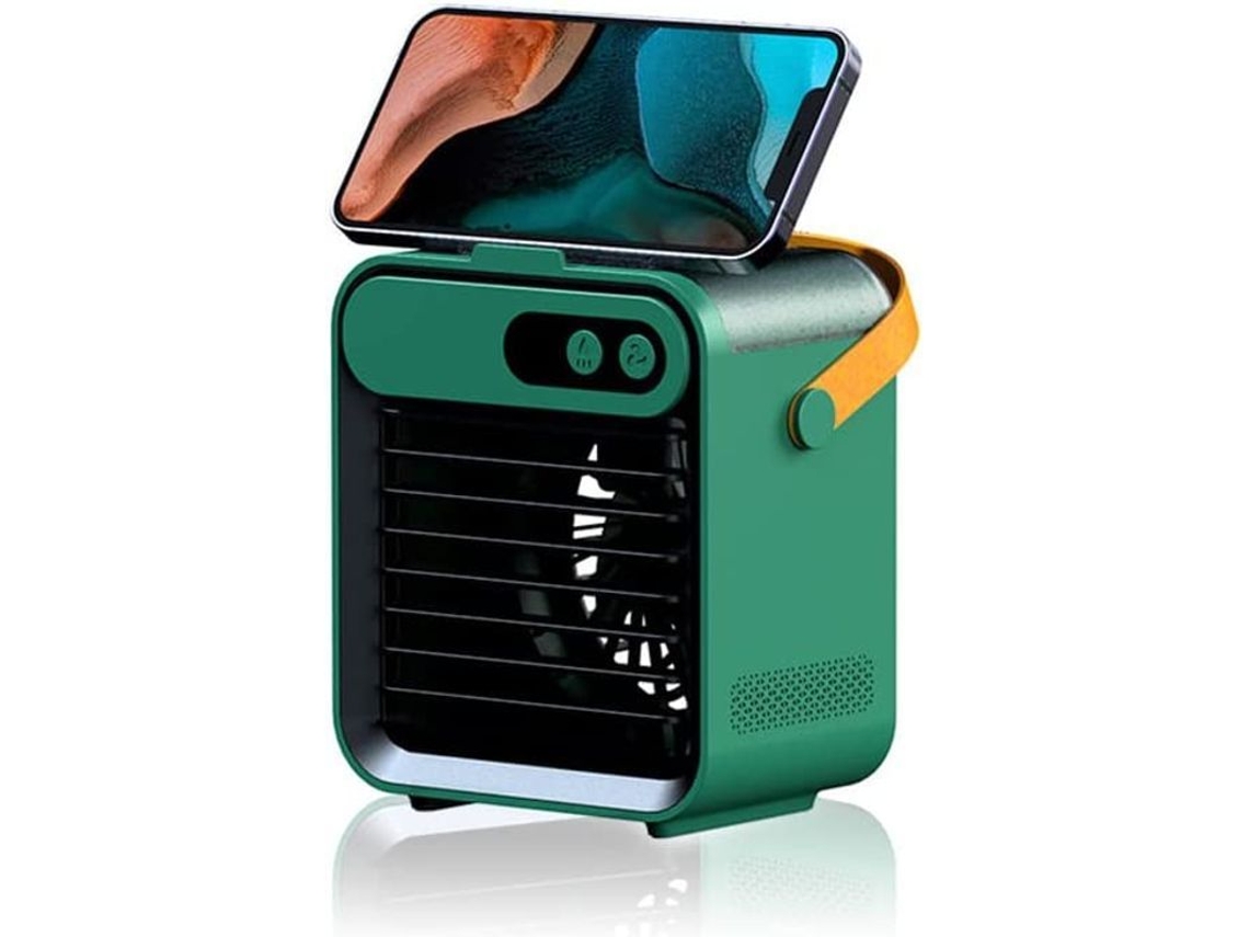 Ventilador Portátil Con Función De Refrigeración, Humidificador, Soporte Para Teléfono Móvil Y Batería De 2400 Mah.