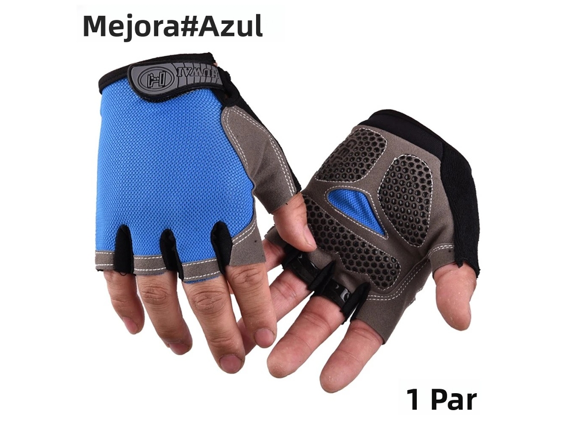 (azul Mejorado S) Guantes De Ciclismo Unisex, Antideslizantes, Que Absorben Los Golpes, Diseño De Medio Dedo, Acolchado De Gel.