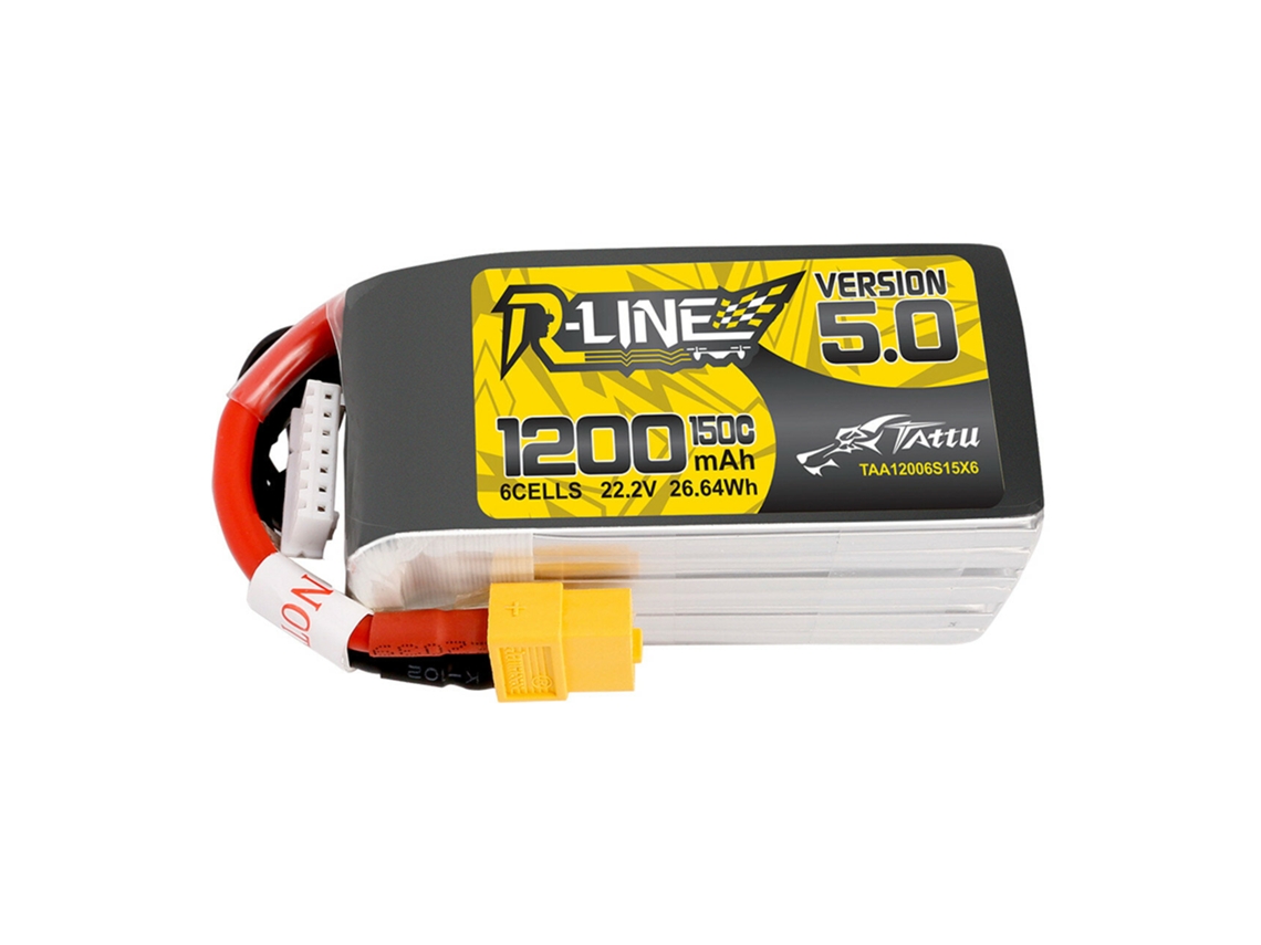Batería Tattu R Line versión 50, 22,2 V, 1200 mAh, 150 C, 6 s, Lipo, conector XT60, para dron de carreras RC Speedybee Master 5 FPV