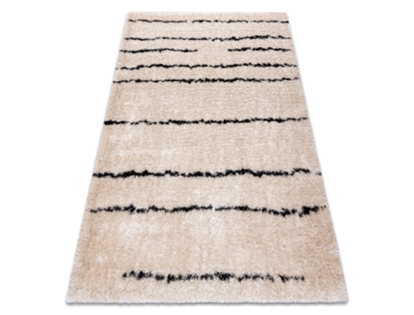 Alfombra Fluffy 2371 Shaggy Rayas - Crema / Antracita (140 x 190 cm)