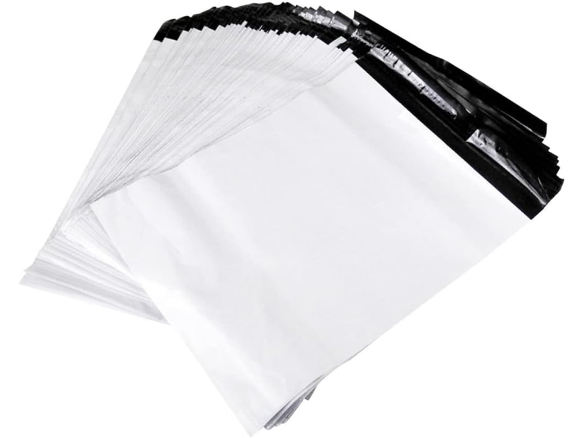 Paquete De 100 Sobres De Plástico Gruesos Para Envíos, Autoadhesivos, Color Blanco.