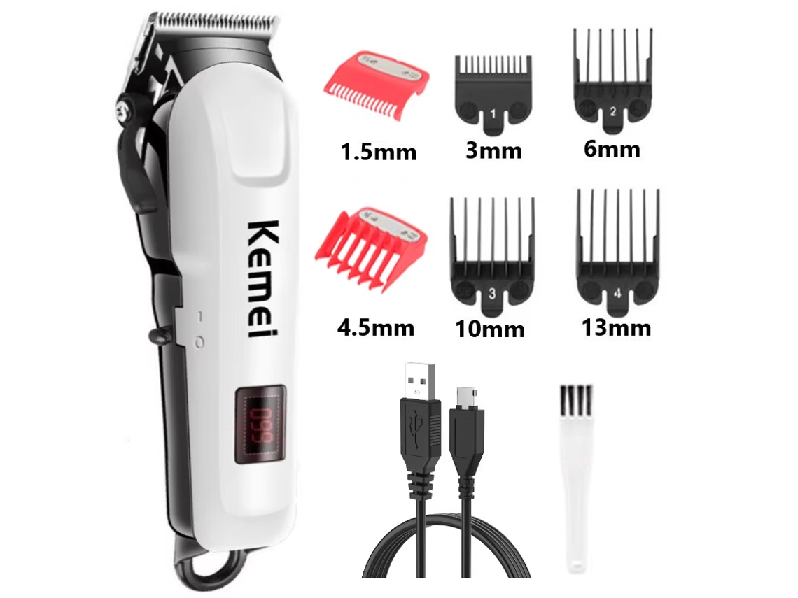Máquina de Cortar Cabelo Elétrica Masculina, Recarregável, Inclui Bateria e Indicador de Carregamento. MDUG