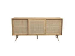 Aparador de Madera Maciza de Mango Y Caña de Ratán Con 3 Puertas Correderas 180 Cm Acange MILIBOO