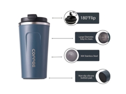 Termo Azul De Acero Inoxidable De 380 Ml Con Aislamiento Al Vacío Botella De Agua Termo Reutilizable Para Café Té Y Refrescos