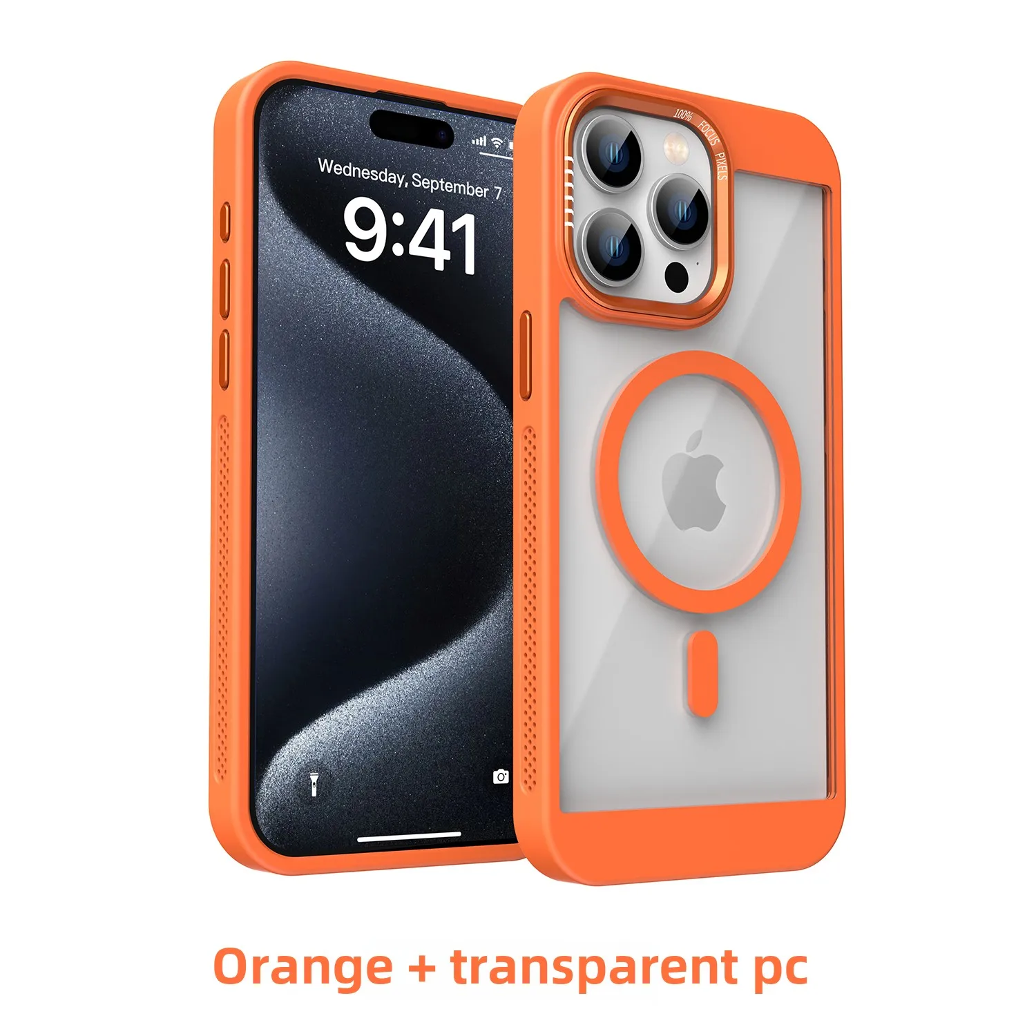 (iphone 12 Pro Max, Naranja) Funda Protectora Translúcida De Acrílico, Compatible Con El Sistema De Fijación Magnética Magsafe.