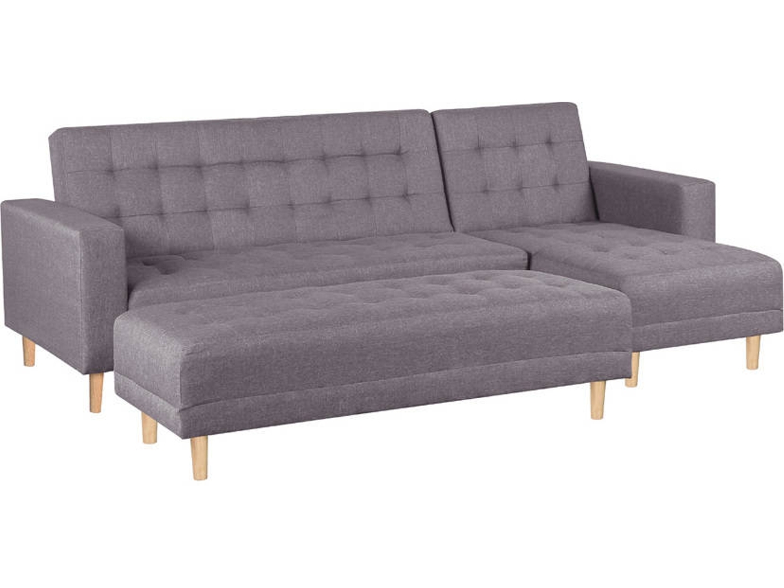 Sofá Chaise Longue BAZAR MONDIALE Madrid (Gris - Madera, Espuma - 213x79x82/43 cm)