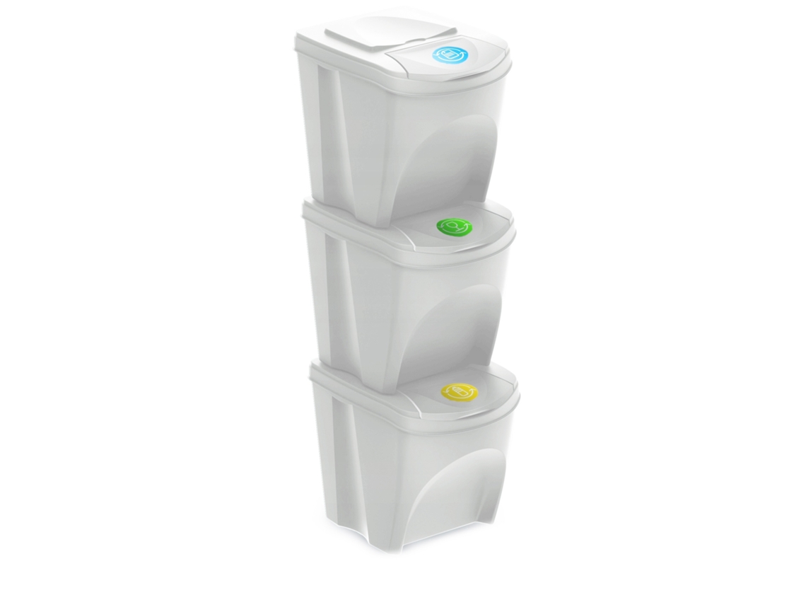 Set de Cubos de Basura KEDEN Sortibox Blanco Roto 3x25L