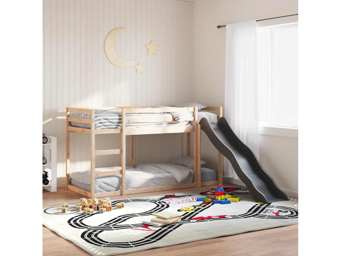 Litera Con Tobogán Y Escalera Madera Maciza De Pino 80x200 Cm