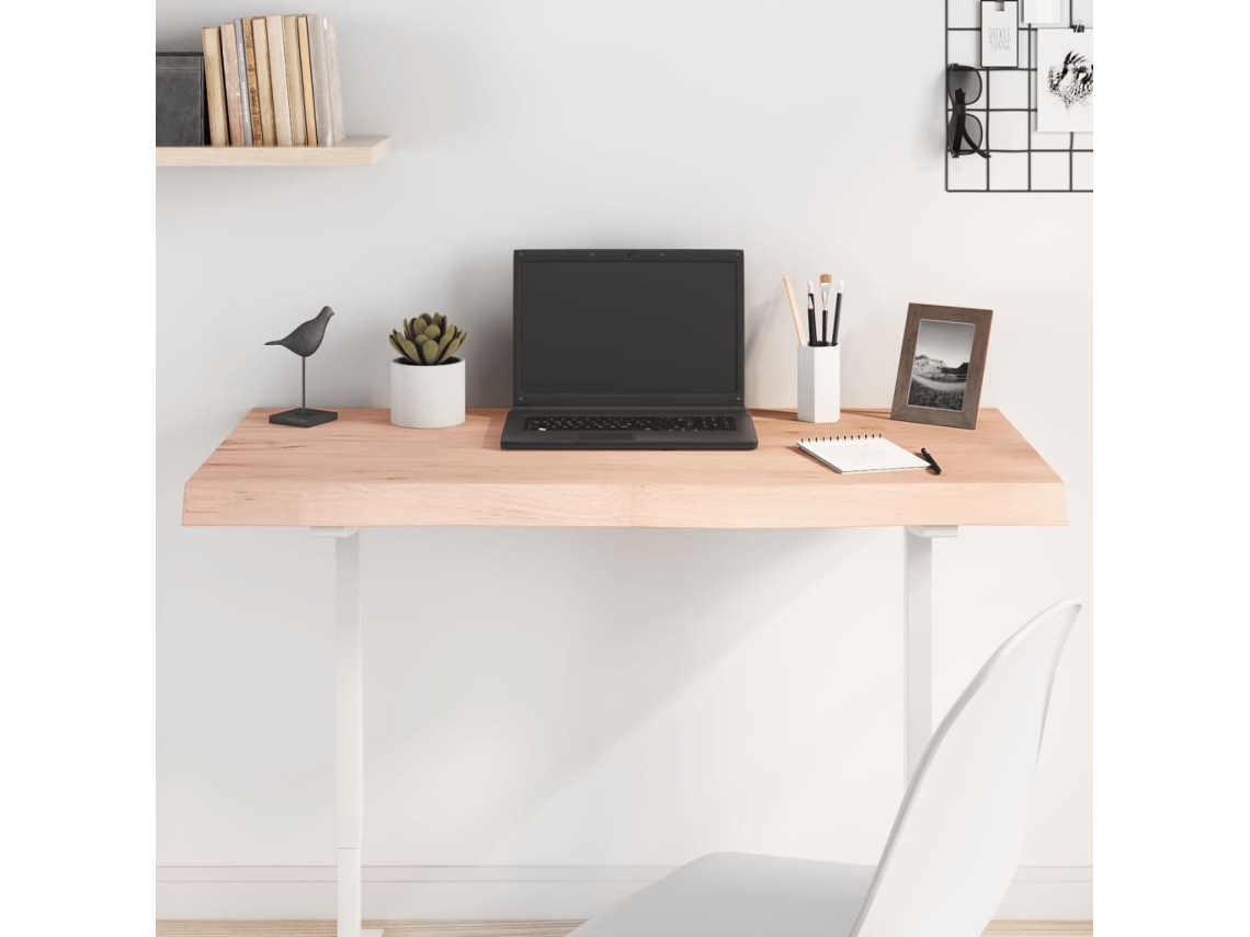 Tablero De Mesa | Superficie De Mesa | Tablero De Escritorio Madera Maciza Roble Sin Tratar 100x50x(2-6) Cm Wsd43606