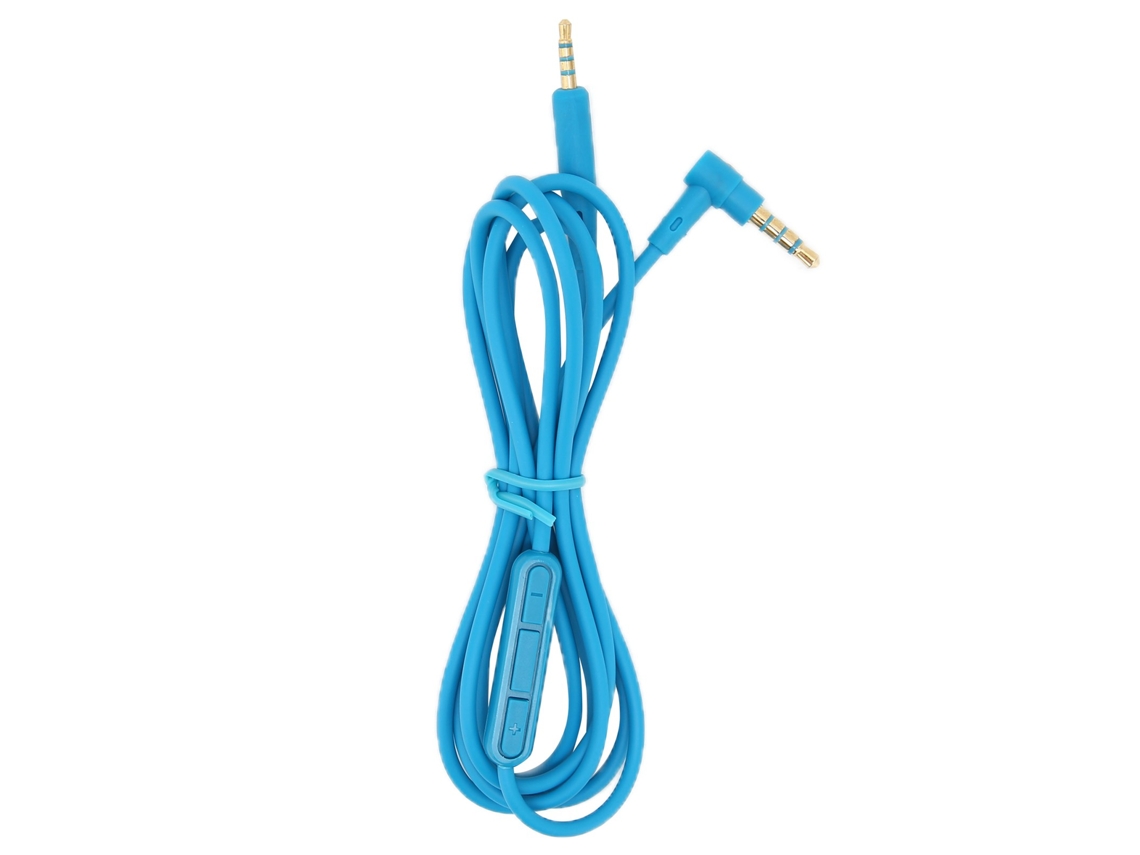 Cabo De Áudio De Substituição Com Microfone E Controle De Volume Para Fones Qc25 Qc35 Azul