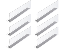 Juego 6 Separadores Estantes Pvc Transparente Reforzados Tiendas Supermercados Organizadores Almacenamiento