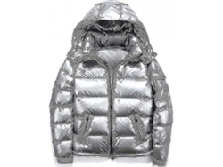 2026-chaqueta De Plumas Hombre Invierno Cuello Alto Capucha Desmontable Relleno 86-90% Pluma De Pato Blanco Poliéster/nylon Negro Plateado