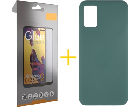 Funda y Protector de Vidrio Full 1x Samsung Galaxy A31 SKYHE Silicona Líquida Verde