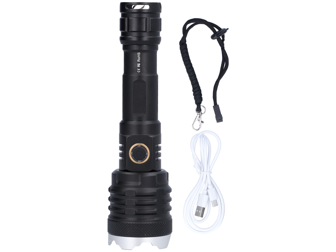 Linterna Led Recargable De 20000 Lúmenes, 5 Velocidades, Zoom, Ipx5, Para Camping Y Emergencias, Usb.